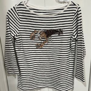 Talbot’s Striped Top with Lobster Embellishment Preppy Nautical Posh   XS